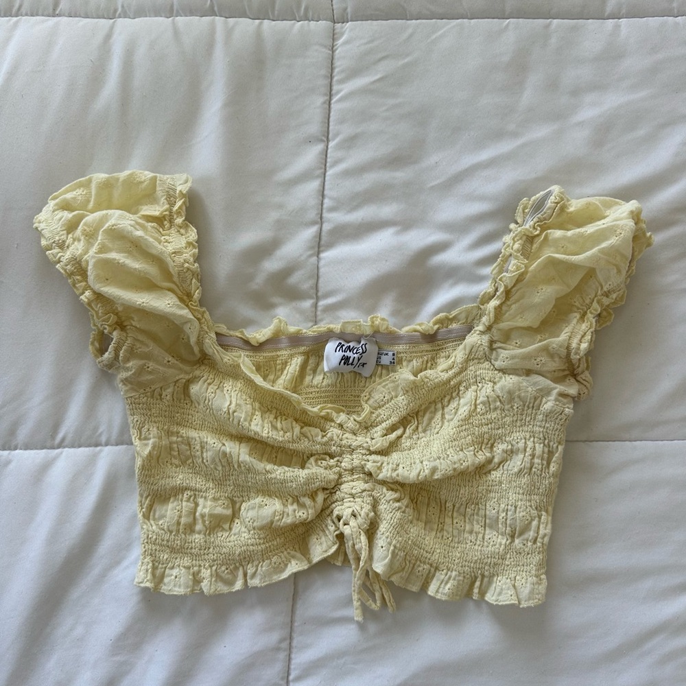 Princess Polly Light Yellow Ruffle Crop Top